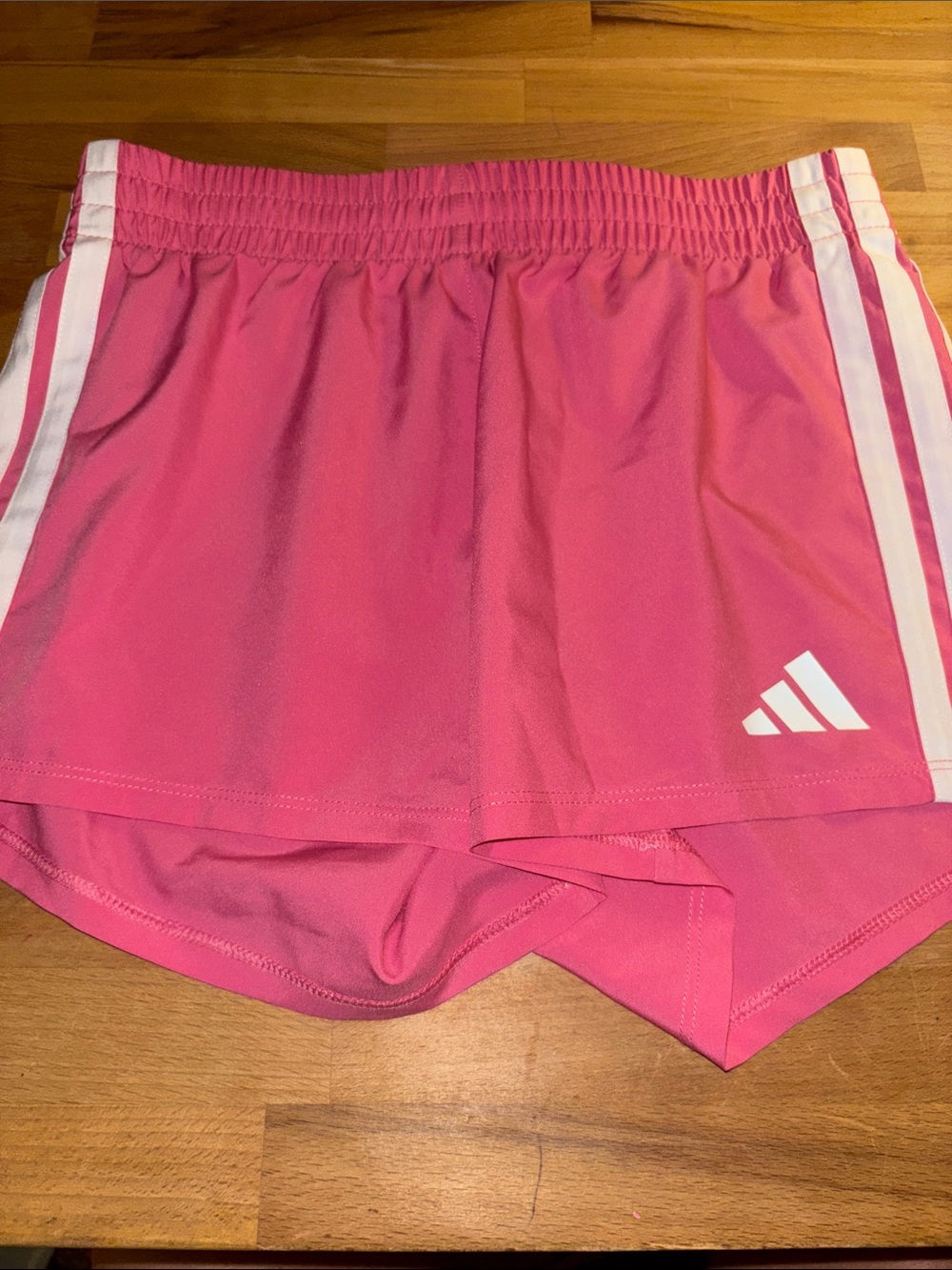 adidas Pink Athletic Shorts with White Stripes